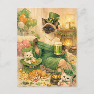 Tarjeta de Feliz Día de San Patricio de Gato Glam 