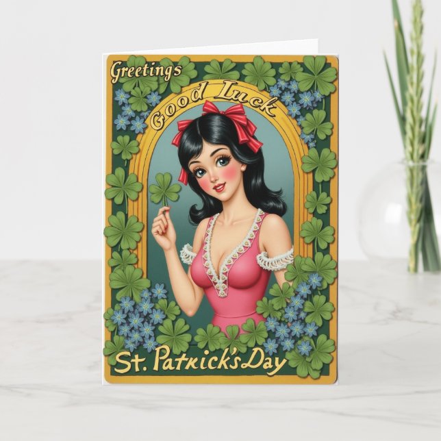 Tarjeta de Feliz Día de San Patricio de Suerte (Anverso)