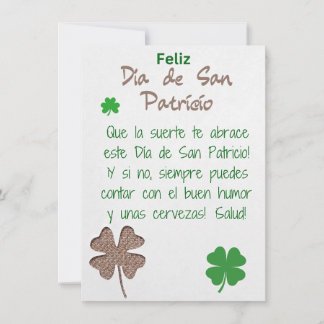 Tarjeta de Feliz Día de San Patricio en Español