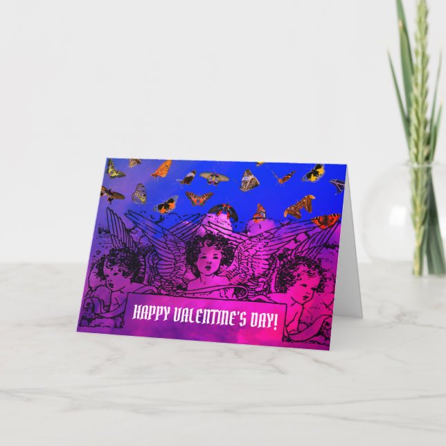 TARJETA DE FELIZ DÍA DE SAN VALENTÍN CON ÁNGELES (Anverso)