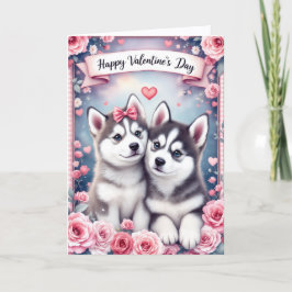 Tarjeta de Feliz Día de San Valentín con cachorros