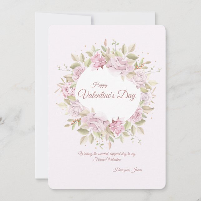 Tarjeta de Feliz Día de San Valentín con Corona de (Anverso)