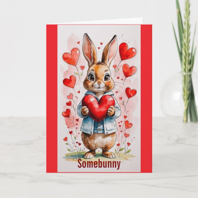 Tarjeta de Feliz Día de San Valentín de Conejo con (Anverso)