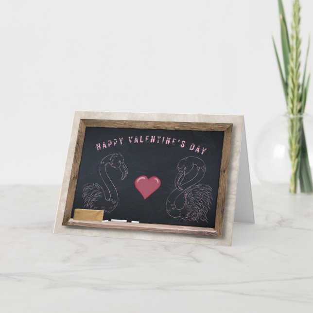 Tarjeta de Feliz Día de San Valentín de Flamencos  (Anverso)