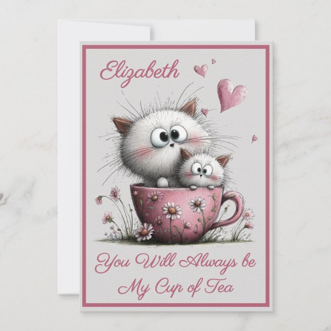 Tarjeta de Feliz Día de San Valentín de Gatos Muy  (Anverso)
