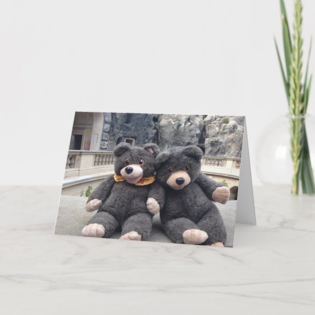 Tarjeta de Feliz Día del Nombre con osos adorables (Anverso)