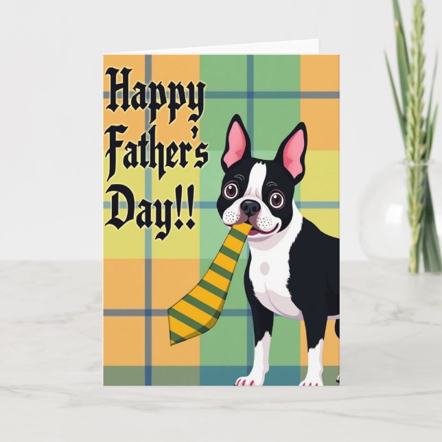 Tarjeta de Feliz Día del Padre a Cuadros (Anverso)