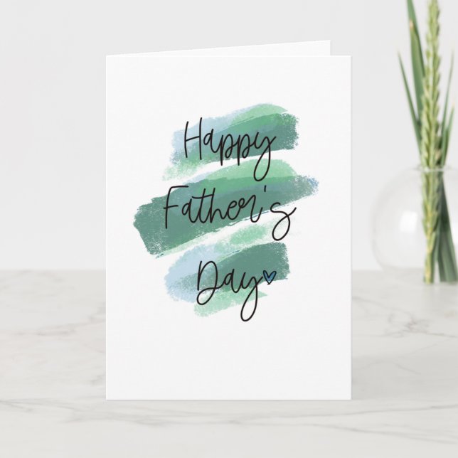 Tarjeta de Feliz Día del Padre con acuarela verde (Anverso)