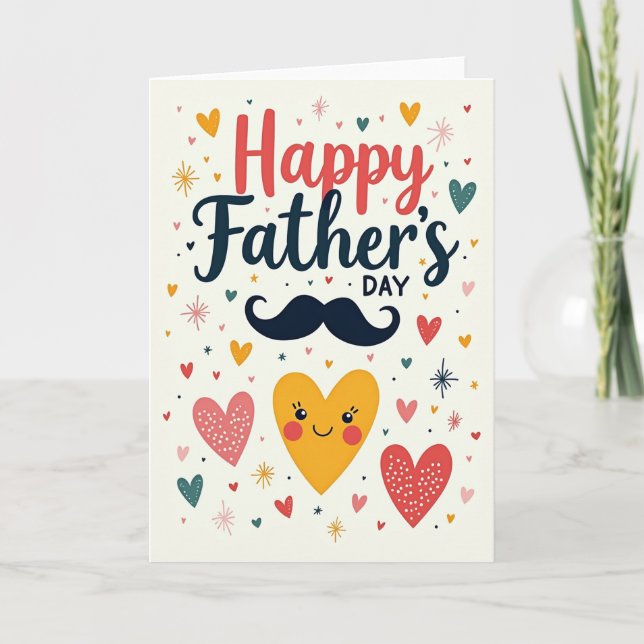 Tarjeta de Feliz Día del Padre con Bigote (Anverso)