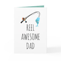 Tarjeta de Feliz Día del Padre con Caña de Pescar
