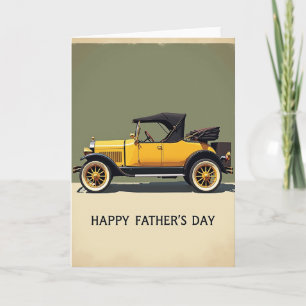 Tarjeta de Feliz Día del Padre con Coche Amarillo