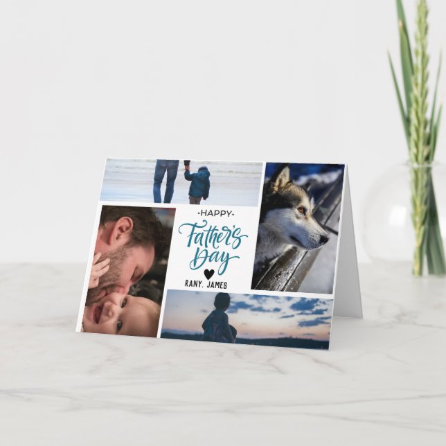 Tarjeta de Feliz Día del Padre con Colaje de Fotos (Anverso)