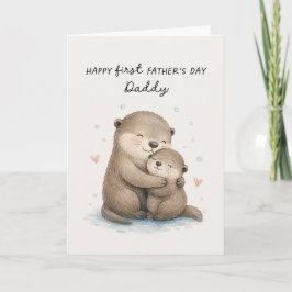 Tarjeta de Feliz Día del Padre con Nutria en Acuar