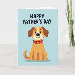 Tarjeta de Feliz Día del Padre con Perro de Dibujo