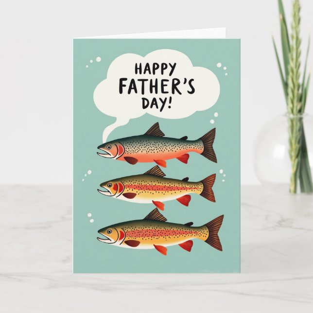 Tarjeta de Feliz Día del Padre con Pescado (Anverso)