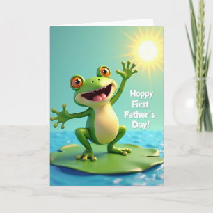 Tarjeta de Feliz Día del Padre con Rana Saludando