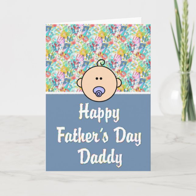 Tarjeta de Feliz Día del Padre con rostro de bebé  (Anverso)