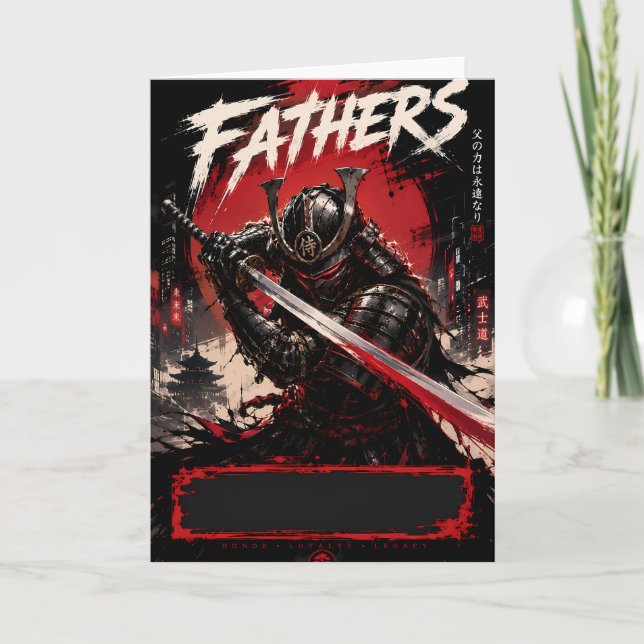 Tarjeta de Feliz Día del Padre Cyber Samurái (Anverso)