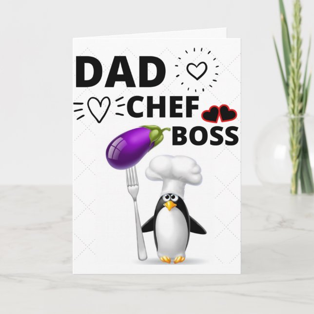 Tarjeta de Feliz Día del Padre DAD, CHEF, JEFE (Anverso)