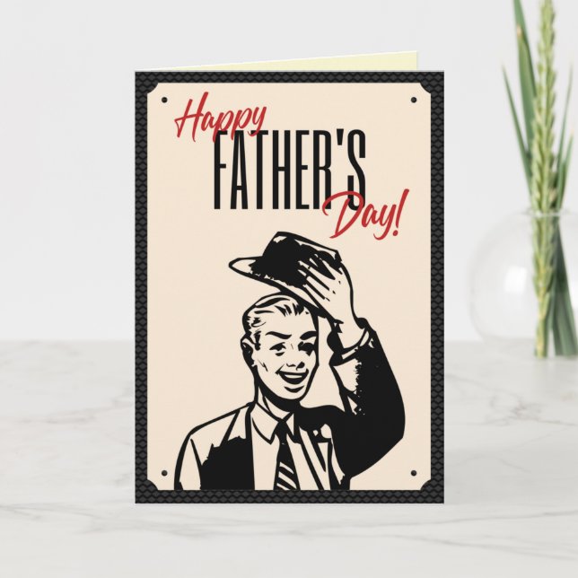 Tarjeta de Feliz Día del Padre de Estilo Retro (Anverso)