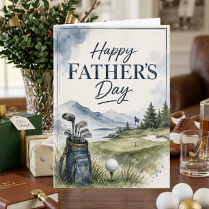 Tarjeta de Feliz Día del Padre de Golf Azul Verde 