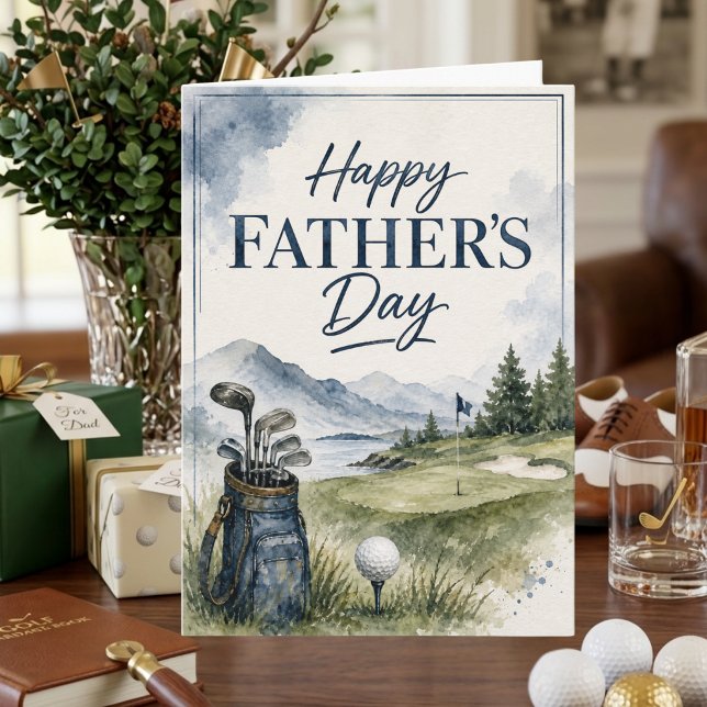 Tarjeta de Feliz Día del Padre de Golf Azul Verde  (Subido por el creador)