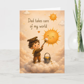 Tarjeta de Feliz Día del Padre en Acuarela Adorabl