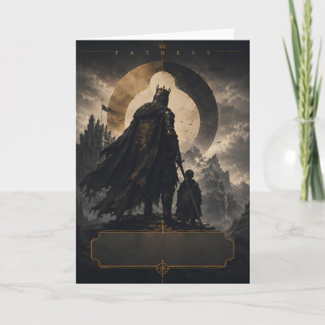 Tarjeta de Feliz Día del Padre Fantasy King (Anverso)
