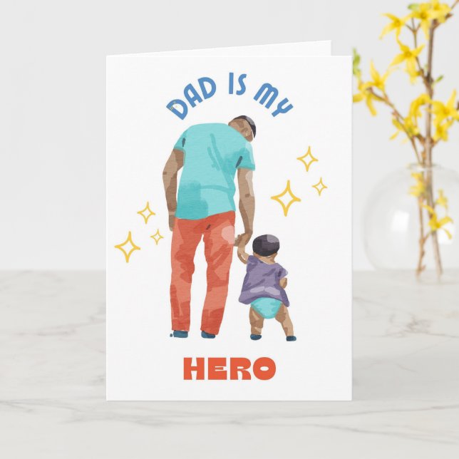 Tarjeta de Feliz Día del Padre 'Papá mi héroe' (flor amarilla)