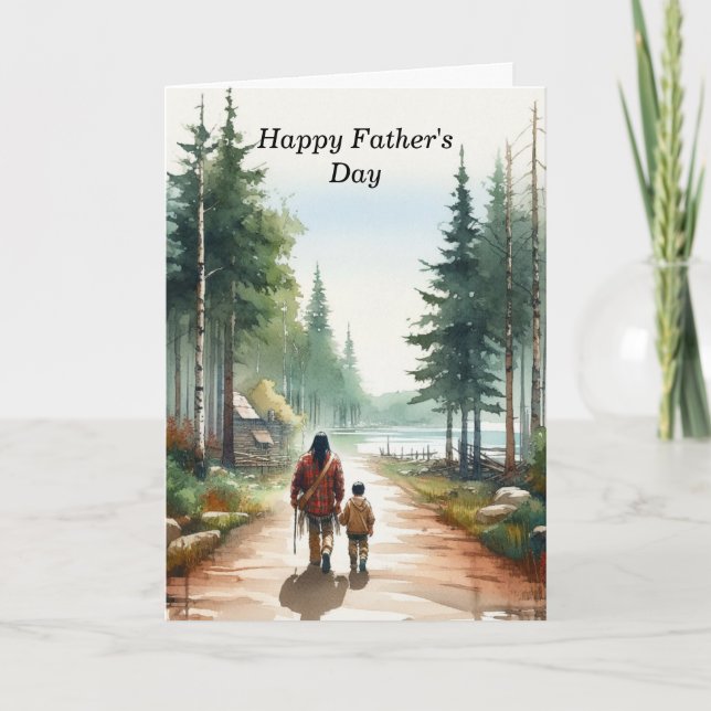 Tarjeta de Feliz Día del Padre para Indígenas Amer (Anverso)