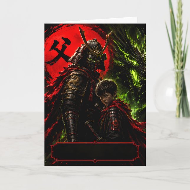 Tarjeta de Feliz Día del Padre Samurái Dragón (Anverso)