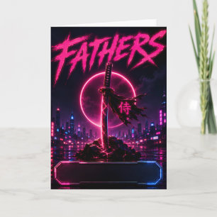 Tarjeta de Feliz Día del Padre Samurái Neon