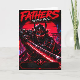 Tarjeta de Feliz Día del Padre Samurái Neon