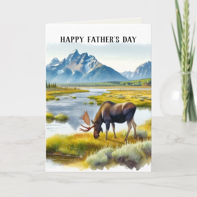 Tarjeta de Feliz Día del Padre Wildlife Moose (Anverso)