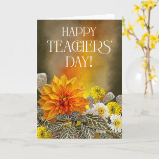 Tarjeta de Feliz Día del Profesor con Floral Brill
