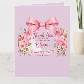 Tarjeta de Feliz Día del Profesor con Flores Rosas