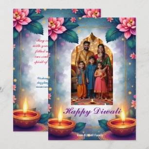 Tarjeta de Feliz Diwali con Arco Estelar