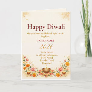 Tarjeta de Feliz Diwali Elegante
