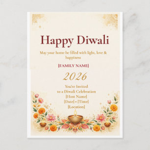Tarjeta de Feliz Diwali Elegante