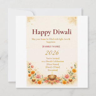 Tarjeta de Feliz Diwali Elegante