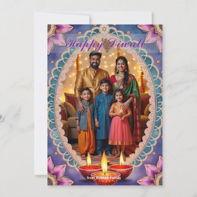 Tarjeta de Feliz Diwali Lotus Luxe (Anverso)