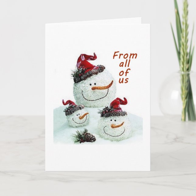 TARJETA DE FELIZ FAMILIA DE SNOWMAN (Anverso)