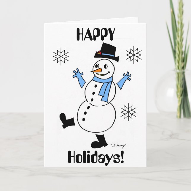 Tarjeta de "FELIZ FESTIVIDAD" para Snowman (Anverso)