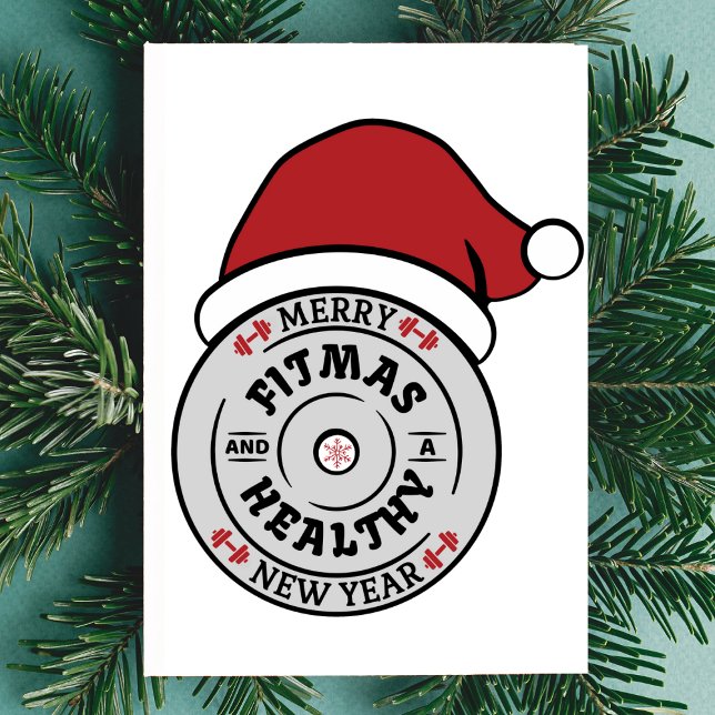 Tarjeta de Feliz Fitmas y Año Nuevo Saludable (Subido por el creador)