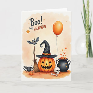 Tarjeta de Feliz Halloween Boo