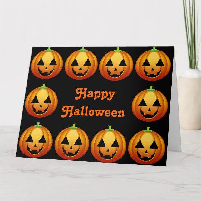 Tarjeta de Feliz Halloween Calabazas (Anverso)