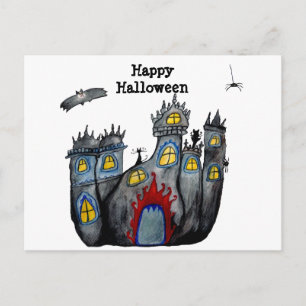 Tarjeta de Feliz Halloween Castillo Espeluznante