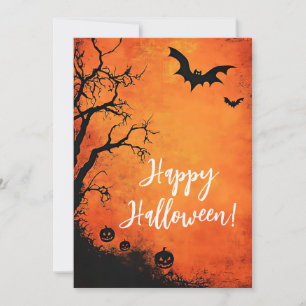 Tarjeta de Feliz Halloween con Calabazas Rústicas