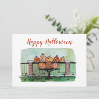 Tarjeta de Feliz Halloween con Estampa de Jack-o-l