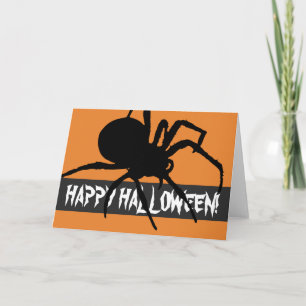 Tarjeta de Feliz Halloween con Silueta de Araña